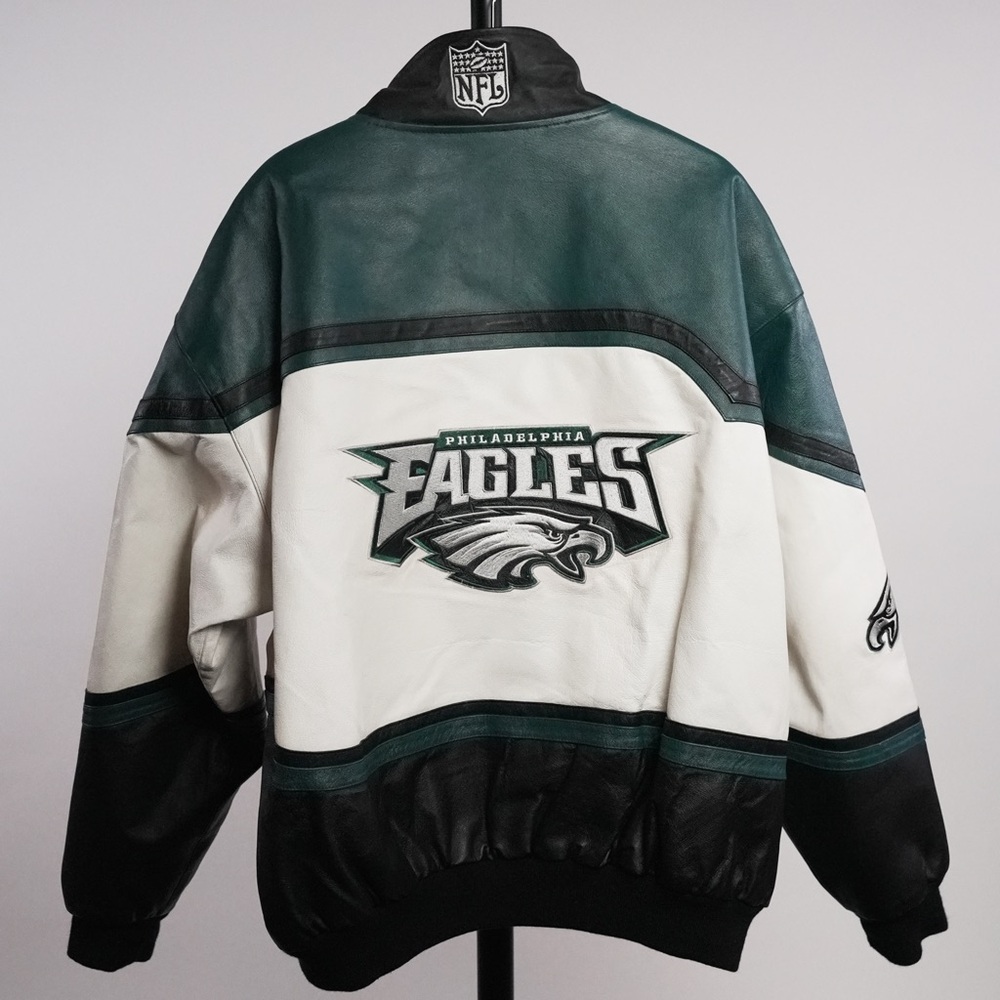 Philadelphia Eagles Leather Jacket - Green, White, Black
